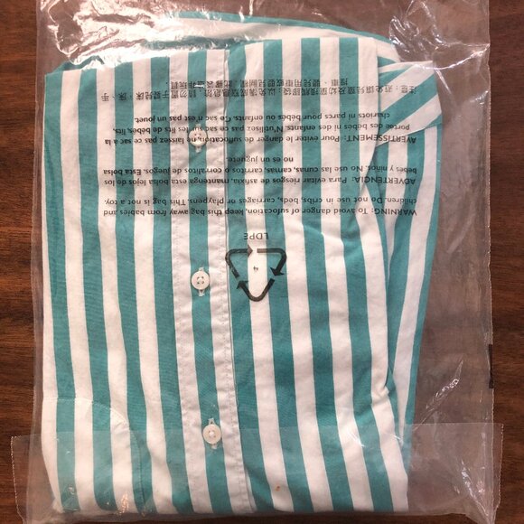 J.Crew Stripe Shirt Turquoise White, Secret Wash Slim Fit, Small, NWT - Picture 6 of 8